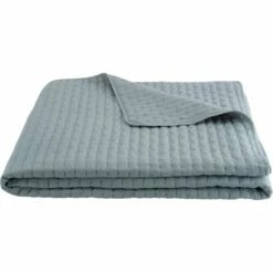 BENITO - Couvre-lit En Tissu Surpiqué - Bleu Calaluna 230x250cm