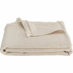 BARLIA - Couvre-lit En Coton Point Ajouré - Blanc écru 230x240cm