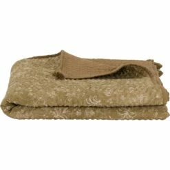 BITKI - Couvre-lit En Lin Et Coton Motif Floral - Marron 230x250cm