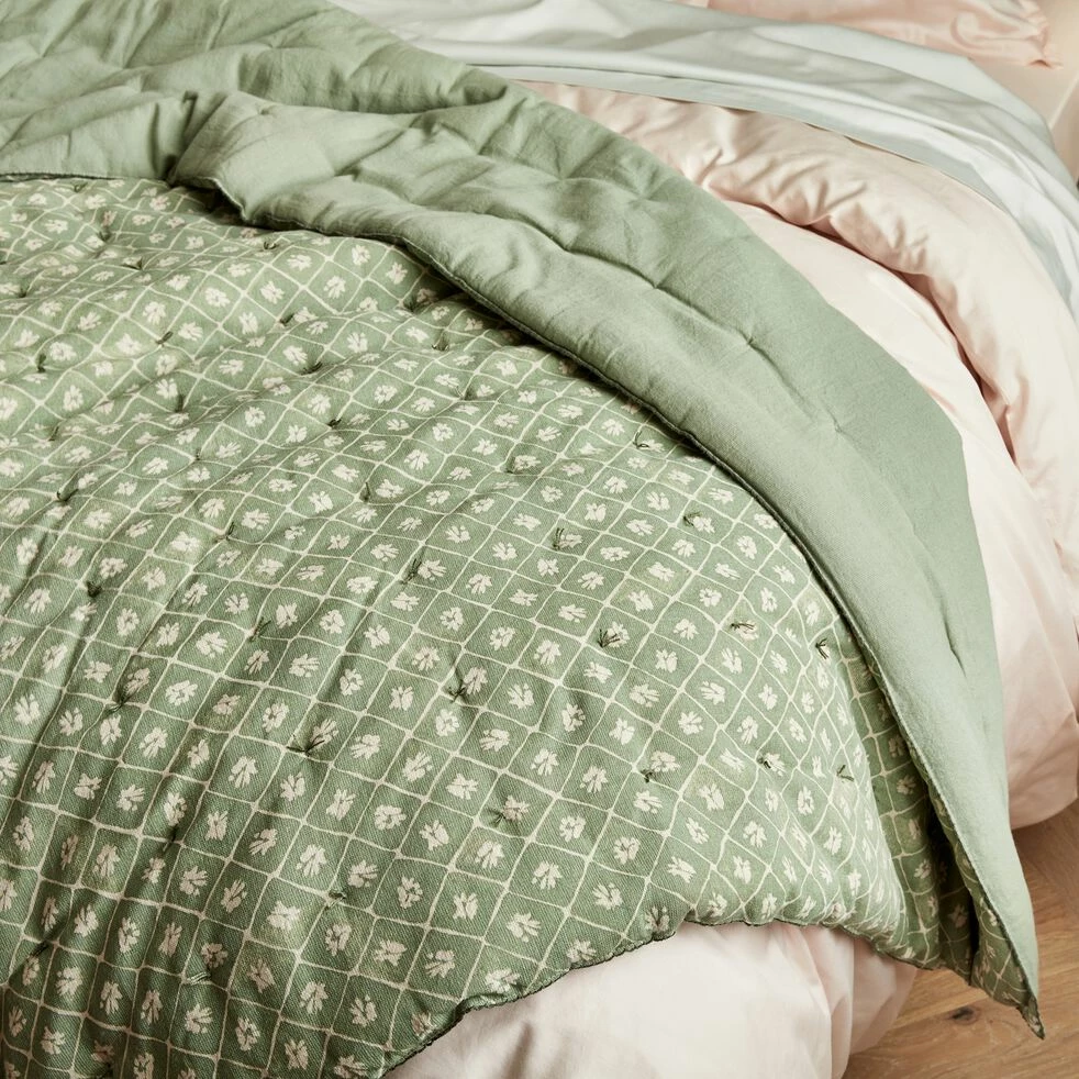 PIASTRE - Couvre Lit Finition Croquet En Coton 220x240cm - Vert 3 PIASTRE - Couvre Lit Finition Croquet En Coton 220x240cm - Vert