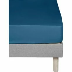 CALANQUES - Drap Housse En Coton - Bleu Figuerolles 160x200cm B25cm