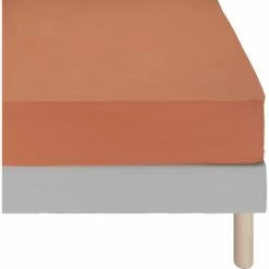 CALANQUES - Drap Housse En Coton - Brun Rustrel 90x200cm B25cm