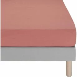 CALANQUES - Drap Housse En Coton - Rouge Ricin 90x200cm B25cm