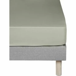 CALANQUES - Linge De Lit Uni En Coton - Vert Olivier -Doublures De Lit Soldes 2024 DRAP HOUSSE CALANQUES 27360200 F 1