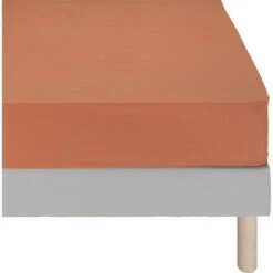 FLORE - Drap Housse En Percale De Coton - Brun Rustrel 140x200cm B30cm