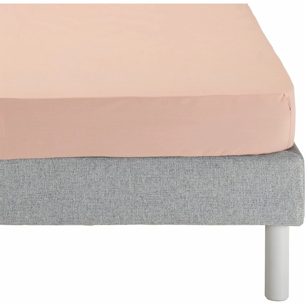 FLORE - Drap Housse En Percale De Coton - Rose Salina 160x200cm B30cm 3 FLORE - Drap Housse En Percale De Coton - Rose Salina 160x200cm B30cm