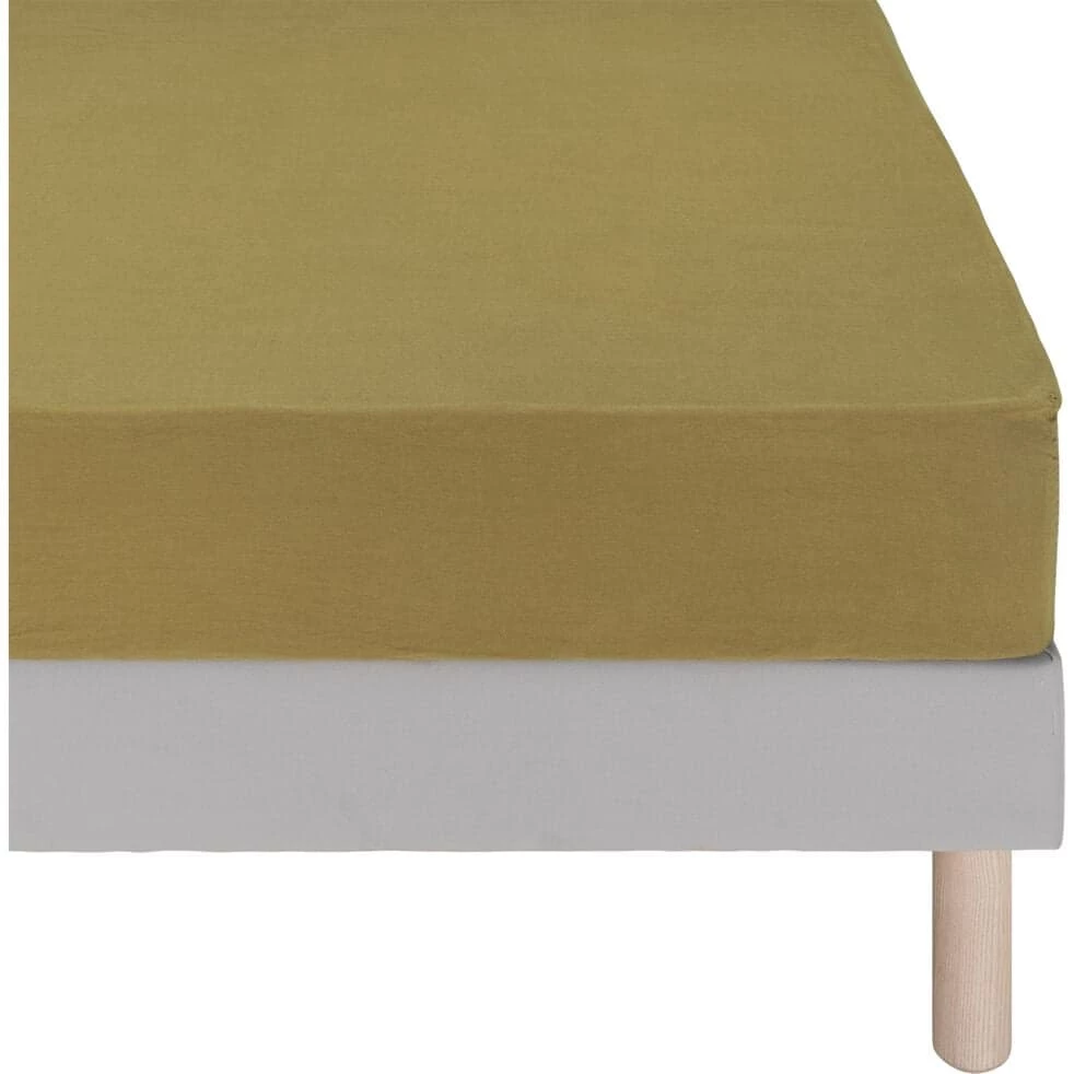 VENCE - Drap Housse En Lin Lavé - Jaune Alep 140x200cm B28cm 3 VENCE - Drap Housse En Lin Lavé - Jaune Alep 140x200cm B28cm