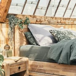 VENCE - Drap Housse En Lin Lavé - Vert Cèdre 180x200cm B28cm -Doublures De Lit Soldes 2024 DRAP HOUSSE VENCE 27363874 A 1