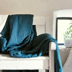 VENCE - Linge De Lit Uni En Lin Lavé - Bleu Figuerolles -Doublures De Lit Soldes 2024 DRAP PLAT VENCE 27363416 A 1