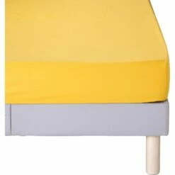 CALANQUES - Drap Housse En Coton - Jaune Genet 140x200cm B25cm
