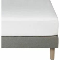 VENCE - Drap Housse En Lin Lavé - Blanc Capelan 140x200cm B28cm