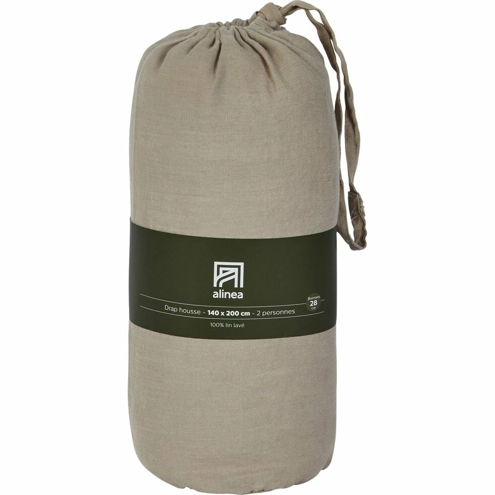 VENCE - Drap Housse En Lin Lavé - Beige 140x200cm B28cm 4 VENCE - Drap Housse En Lin Lavé - Beige 140x200cm B28cm – Image 2