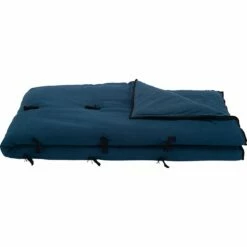 ELINA - Édredon En Lin Et Coton Piquage Pompons - Bleu Figuerolles 100x180cm