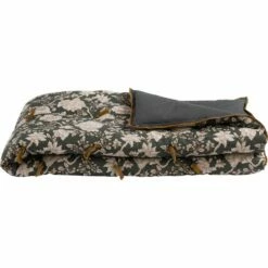 ELINA - Édredon à Motif Shankar En Lin Et Coton Piquage Pompons Double Faces - Vert 100x180cm