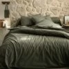 FLORE - Linge De Lit Uni En Percale De Coton - Vert Cèdre -Doublures De Lit Soldes 2024 FLORE 80000089 A 1
