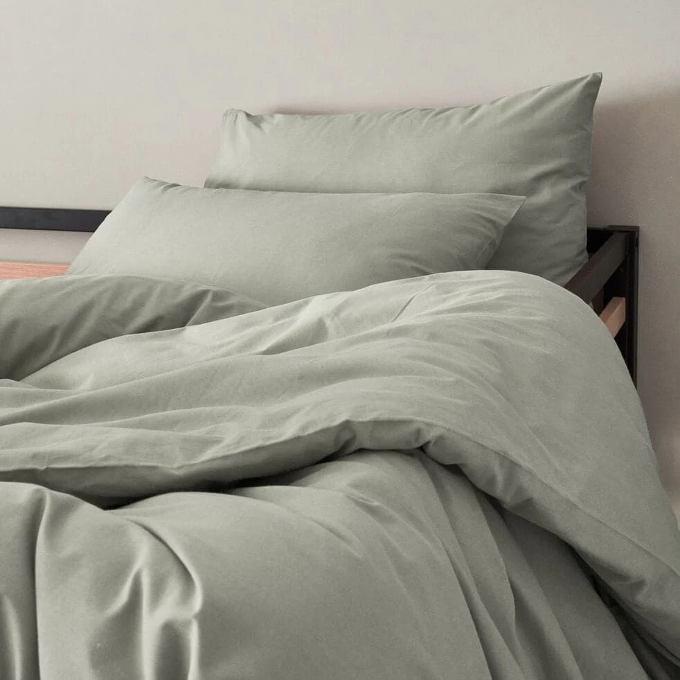 CALANQUES - Housse De Couette En Coton - Vert Olivier 140x200cm 5 CALANQUES - Housse De Couette En Coton - Vert Olivier 140x200cm – Image 3