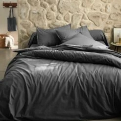 FLORE - Housse De Couette En Percale De Coton - Gris Ardoise 240x220cm -Doublures De Lit Soldes 2024 HOUSSE DE COUETTE FLORE 27390245 A 1 1