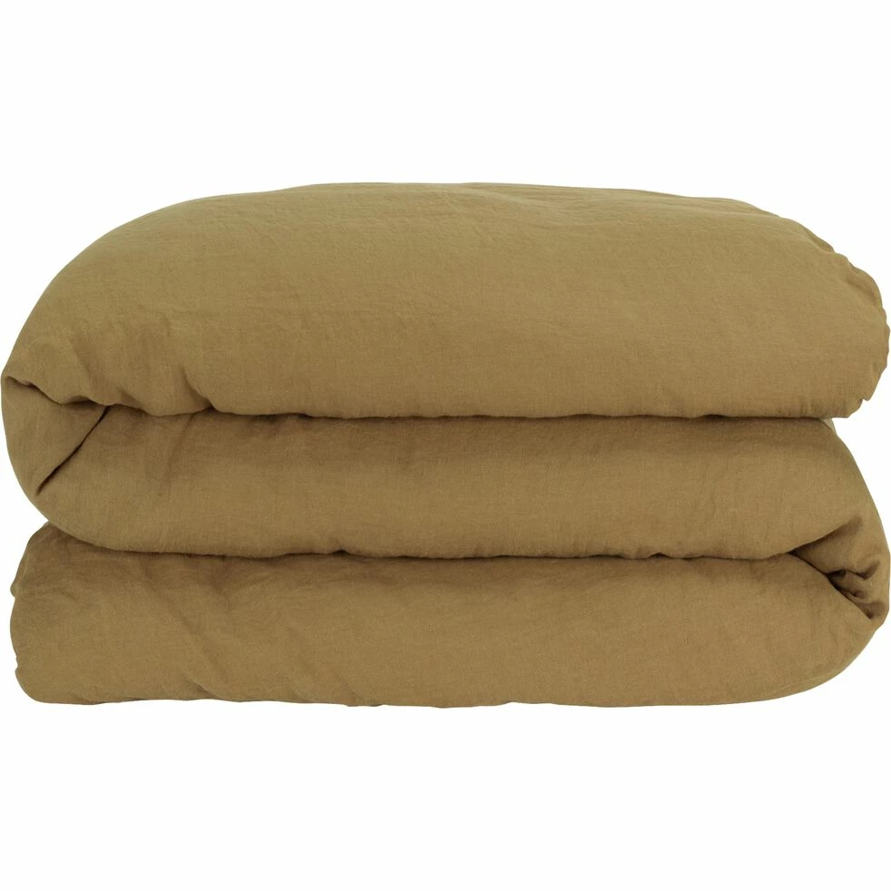 VENCE - Linge De Lit Uni En Lin Lavé - Jaune Alep 4 VENCE - Linge De Lit Uni En Lin Lavé - Jaune Alep – Image 2