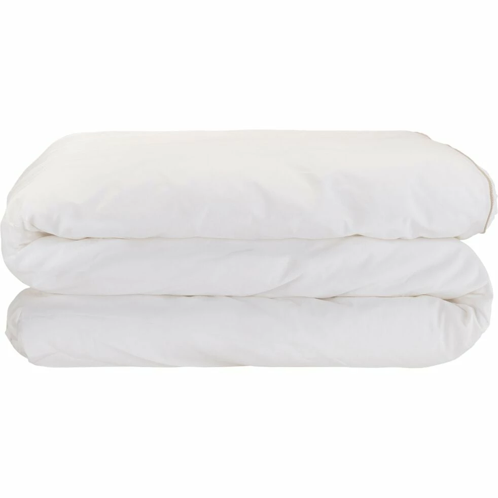 EZIO - Housse De Couette En Percale De Coton Liseré Tressé Beige Alpilles - Blanc 260x240cm 3 EZIO - Housse De Couette En Percale De Coton Liseré Tressé Beige Alpilles - Blanc 260x240cm