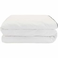 EZIO - Housse De Couette En Percale De Coton Liseret Tressé Bleu Calabrun - Blanc 260x240cm