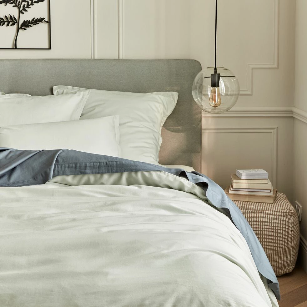 SATINE - Housse De Couette En Satin Lavé 260x240cm - Vert Opaline 5 SATINE - Housse De Couette En Satin Lavé 260x240cm - Vert Opaline – Image 3