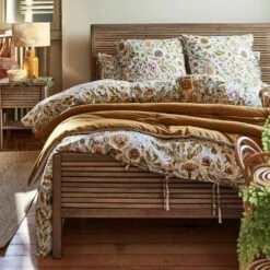 SOULEOU - Housse De Couette En Coton Lavé Motif Floral - Bleu 240x220cm -Doublures De Lit Soldes 2024 Housse de couette SOULEOU 27462027 A 1