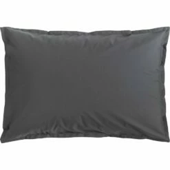 FLORE - Lot De 2 Taies D'oreiller En Percale De Coton - Gris Ardoise 50x70cm