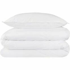 FLORE - Lot De 2 Taies D'oreiller En Percale De Coton - Blanc 65x65cm -Doublures De Lit Soldes 2024 LOT DE 2 TAIES 65X65 FLORE 26738680 D 2
