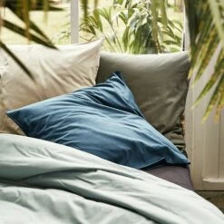 CALANQUES - Lot De 2 Taies D'oreiller En Coton - Vert Cèdre 65x65cm -Doublures De Lit Soldes 2024 Lot de 2 taies d oreiller CALANQUES 26437644 A 1