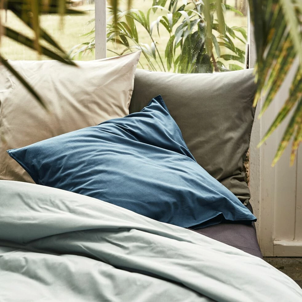 CALANQUES - Lot De 2 Taies D'oreiller En Coton - Bleu Figuerolles 65x65cm 6 CALANQUES - Lot De 2 Taies D'oreiller En Coton - Bleu Figuerolles 65x65cm – Image 4