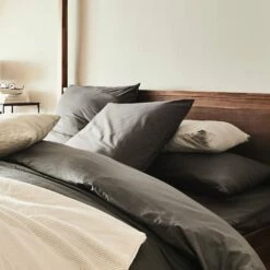 CALANQUES - Lot De 2 Taies D'oreiller En Coton - Gris Ardoise 65x65cm -Doublures De Lit Soldes 2024 Lot de 2 taies d oreiller CALANQUES 27360026 A 1