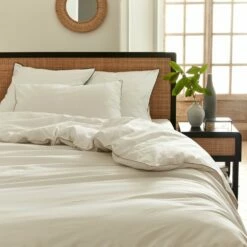 EZIO - Lot De 2 Taies D'oreiller En Percale De Coton Liseret Tressé Beige Alpilles - Blanc 50x70cm -Doublures De Lit Soldes 2024 Lot de 2 taies d oreiller EZIO 27446348 A 2