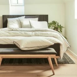 EZIO - Lot De 2 Taies D'oreiller En Percale De Coton Liseré Tressé Gris Calabrun - Blanc 50x70cm -Doublures De Lit Soldes 2024 Lot de 2 taies d oreiller EZIO 27446485 A 1