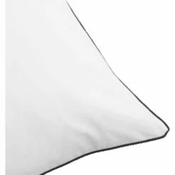 EZIO - Lot De 2 Taies D'oreiller En Percale De Coton Liseré Tressé Gris Calabrun - Blanc 50x70cm -Doublures De Lit Soldes 2024 Lot de 2 taies d oreiller EZIO 27446485 Z 1