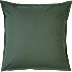 FLORE - Lot De 2 Taies D'oreiller En Percale De Coton - Vert Cèdre 65x65cm -Doublures De Lit Soldes 2024 Lot de 2 taies d oreiller FLORE 26440408 F 2