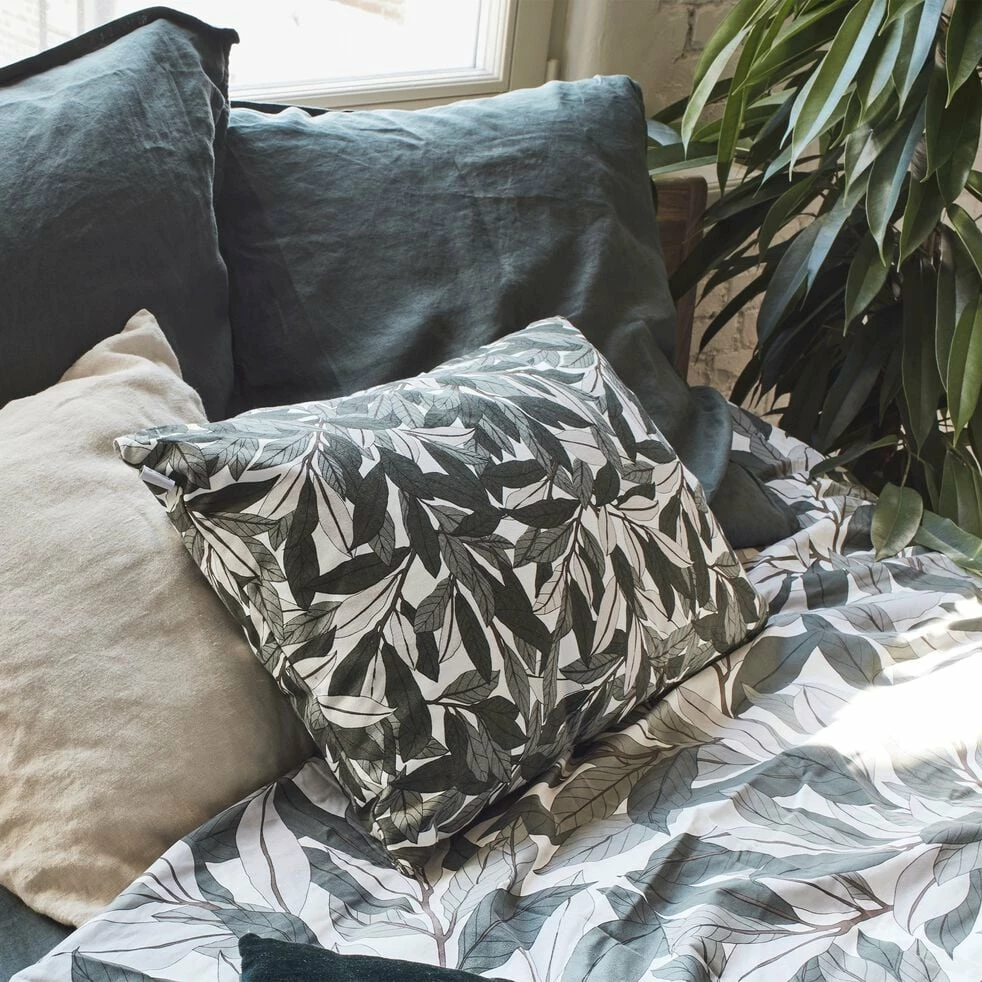 SARA - Lot De 2 Taies D'oreiller En Coton - Motifs Laurier 50x70cm 7 SARA - Lot De 2 Taies D'oreiller En Coton - Motifs Laurier 50x70cm – Image 5