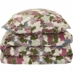 MAZZO - Housse De Couette 240x220cm Et 2 Taies D'oreiller 63x63cm En Lin Et Coton Motif Floral - Rose