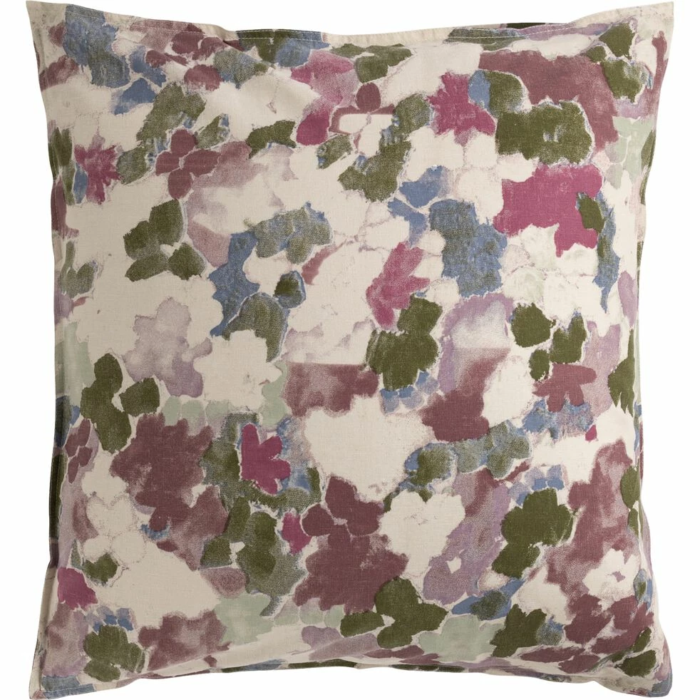 MAZZO - Housse De Couette 240x220cm Et 2 Taies D'oreiller 63x63cm En Lin Et Coton Motif Floral - Rose 4 MAZZO - Housse De Couette 240x220cm Et 2 Taies D'oreiller 63x63cm En Lin Et Coton Motif Floral - Rose – Image 2