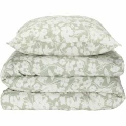 NYMPHE - Housse De Couette 240x220cm Et 2 Taies D'oreiller 63x63cm En Coton Motif Floral - Vert