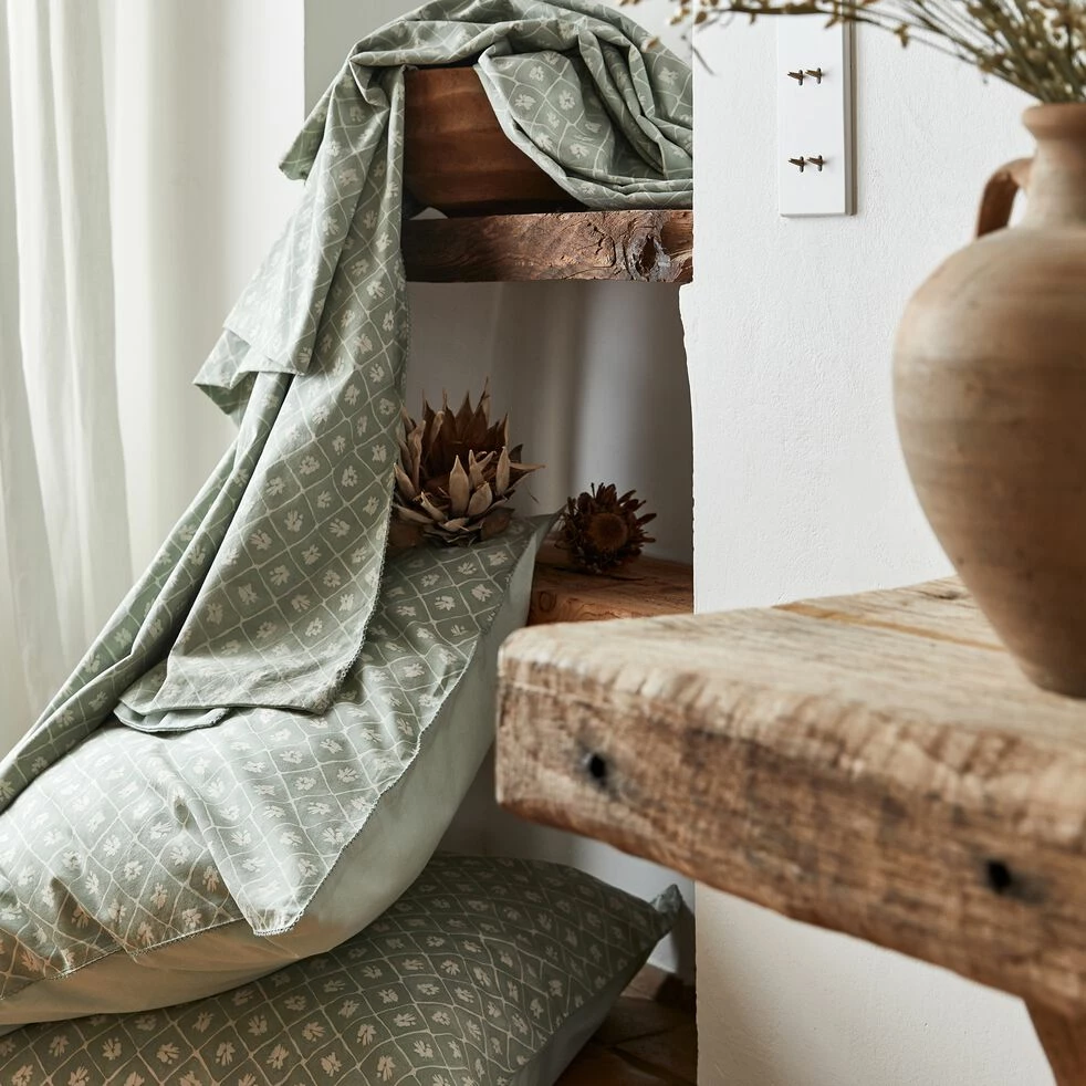 PIASTRE - Housse De Couette 240x220cm Et 2 Taies D'oreiller 63x63cm En Coton Lavé - Vert 8 PIASTRE - Housse De Couette 240x220cm Et 2 Taies D'oreiller 63x63cm En Coton Lavé - Vert – Image 6