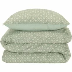 PIASTRE - Housse De Couette 240x220cm Et 2 Taies D'oreiller 63x63cm En Coton Lavé - Vert