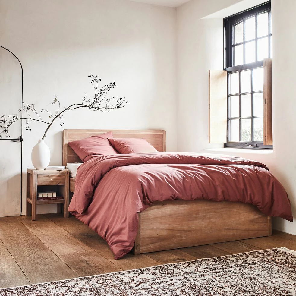 MANTA - Housse De Couette 240x220cm Et 2 Taies D'oreiller 65x65cm En Coton Lavé - Rouge Terracotta 7 MANTA - Housse De Couette 240x220cm Et 2 Taies D'oreiller 65x65cm En Coton Lavé - Rouge Terracotta – Image 5