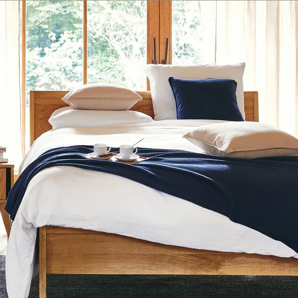 TESSALY - Couvre-lit En Gaze De Coton - Bleu Céou 180x230cm 7 TESSALY - Couvre-lit En Gaze De Coton - Bleu Céou 180x230cm – Image 5