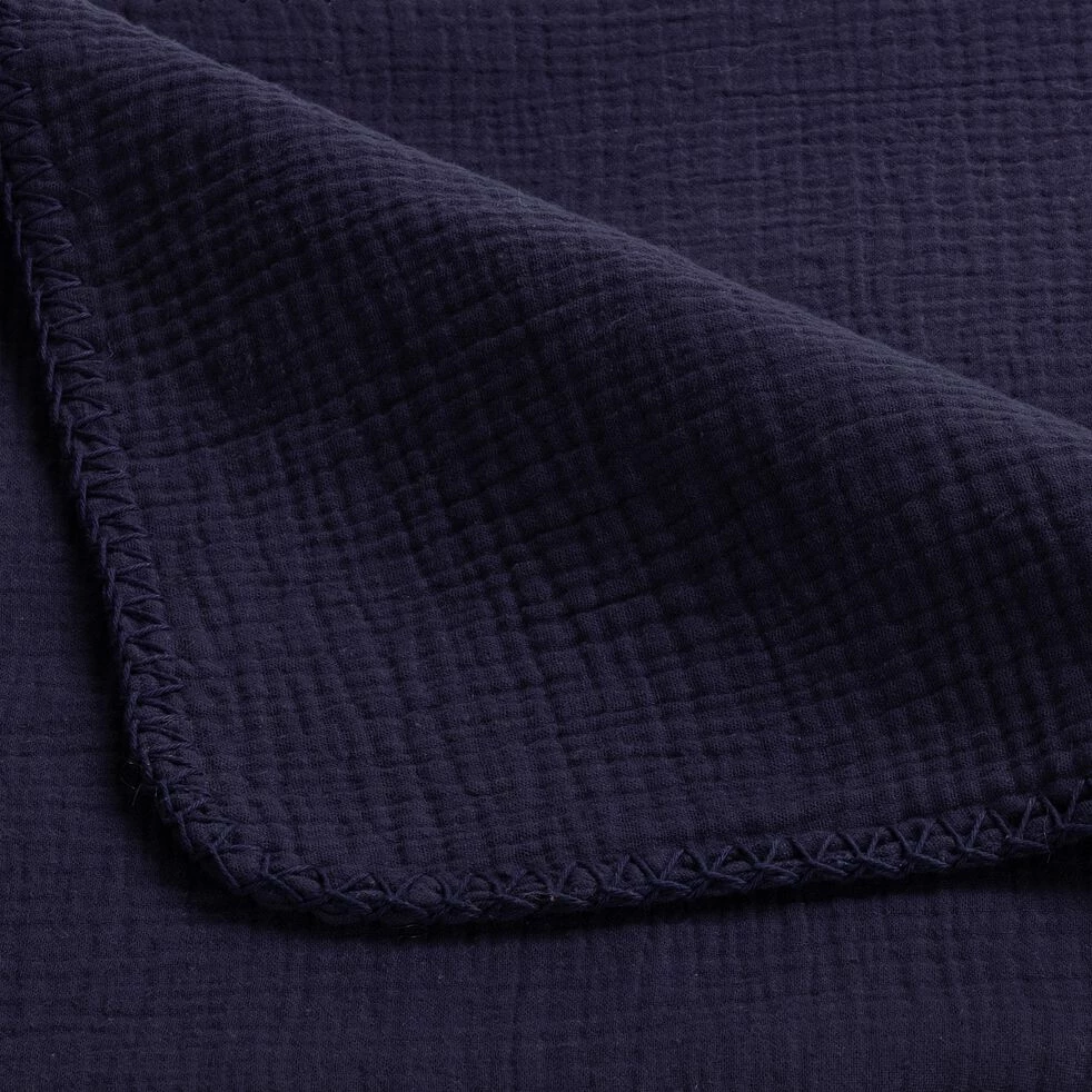 TESSALY - Couvre-lit En Gaze De Coton - Bleu Céou 180x230cm 4 TESSALY - Couvre-lit En Gaze De Coton - Bleu Céou 180x230cm – Image 2