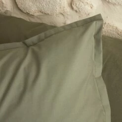 FLORE - Lot De 2 Taies D'oreiller En Percale De Coton - Vert Cèdre 50x70cm -Doublures De Lit Soldes 2024 TAIE D 39 OREILLER FLORE 26440286 A 2