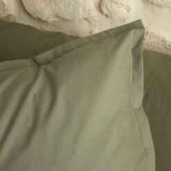 FLORE - Lot De 2 Taies D'oreiller En Percale De Coton - Vert Cèdre 65x65cm -Doublures De Lit Soldes 2024 TAIE D 39 OREILLER FLORE 26440408 A 2