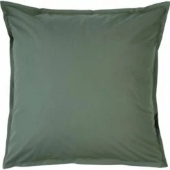 FLORE - Lot De 2 Taies D'oreiller En Percale De Coton - Vert Cèdre 65x65cm