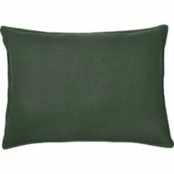 VENCE - Lot De 2 Taies D'oreiller En Lin Lavé - Vert Cèdre 50x70cm