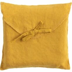 VENCE - Lot De 2 Taies D'oreiller En Lin Lavé - Jaune Argan 50x70cm -Doublures De Lit Soldes 2024 TAIES OREILLER VENCE 27362716 D 1