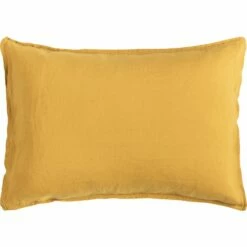 VENCE - Lot De 2 Taies D'oreiller En Lin Lavé - Jaune Argan 50x70cm